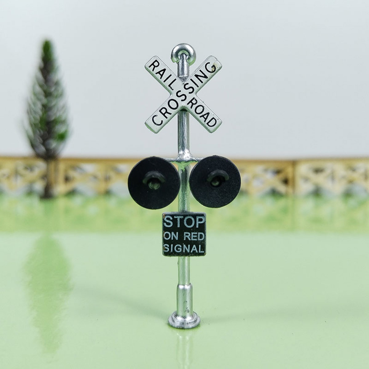 1 x HO scale railroad grade crossing signals LED made with bell sign #SL20WB